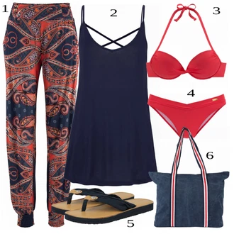 Outfit s Červená/Růžová Plavky Bikiny - Spodní Díl/Bikiny hotpant/Plavka/Spodní díl bikin/Bikinys S Šortkami/Bikinový kraťas Lascana "Letní oblečení"
