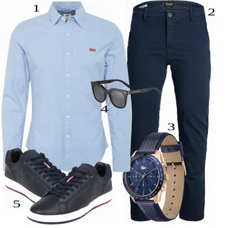 outfit mit Siva/Modra Poslovna Srajca "Priložnostna oblačila"