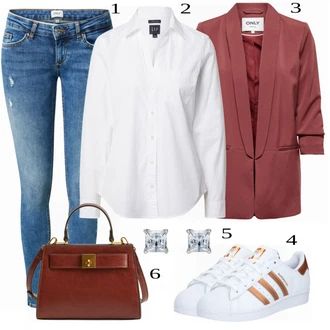 Superstar Outfit s Bílá Teniska Adidas Originals "Business Casual Outfit pro ženy"