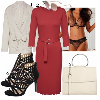 Vysoké Podpatky Outfit s Černá/Béžová/Oranžová Bullboxer "Podnikatelka"