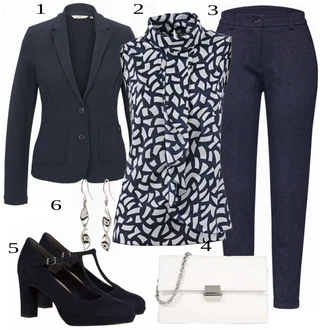 Outfit s Modrá Bota Na Podpatku Tamaris "Podnikatelka"