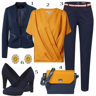 Outfit s Modrá Bota Na Podpatku MARCO TOZZI "Podnikatelka"