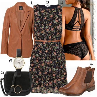 Outfit s Hnědá/Béžová Chelsea Boty/Kožená bunda/Plochá Kotníková Bota/Jezdecká Bota Mustang "Podnikatelka"