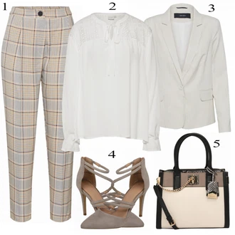 Outfit s Šedá Bota Na Podpatku "Podnikatelský Vzhled"