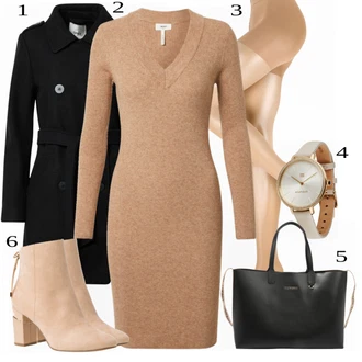 Outfit s Růžová/Béžová/Modrá Kozačka Tamaris "Podnikatelský Vzhled"