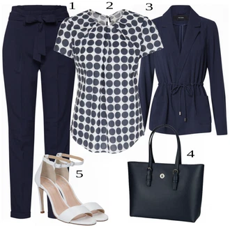 Outfit s Modrá Kalhoty Opus "Business Look pro ženy"