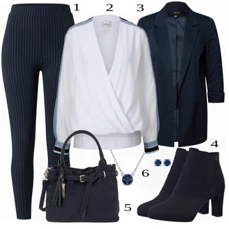 Outfit s Tmavě modrá/Modrá Legíny s Vysokým Pasem/Pletený Legín/Termo Kalhoty/Tregíny/Legíny s Podšívkou/Manšestrový legíny Edited "Business Look pro ženy"