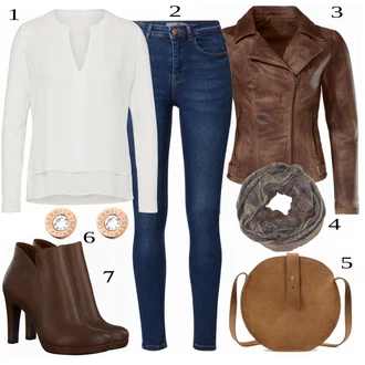 Outfit s Červená Kožené Bund Heine "Business Look pro ženy"