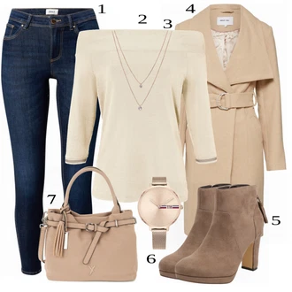 Retro Lyže Outfit s Růžová/Zlatý Náhrdelník/Bohatě zdobený náhrdelník/Jemný Řetízek Pilgrim "Business Look pro ženy"Look: Styl, Elegantní, Old Money, Retro, 80tá léta, Plavání, Lyže