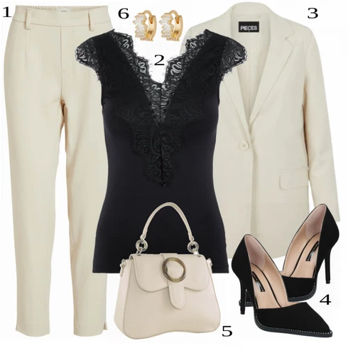 Kombinace Khaki/Béžová 3/4 Kalhoty/Kalhoty s Vysokým Pasem/Capri Kalhoty/Skinny Kalhoty/Úzká Kalhoty/Střmenová Kalhoty/Mušelínové Kalhoty/Kalhoty s nášivkou uprostřed/Kalhoty se Štěrbinou/Mrkvová Kalhoty Object kombinovat s Černá/Tmavě modrá/Fialová/Hnědá Krajkované tričko/Krajkový Top/Top Na Party/Pánské boty Pieces