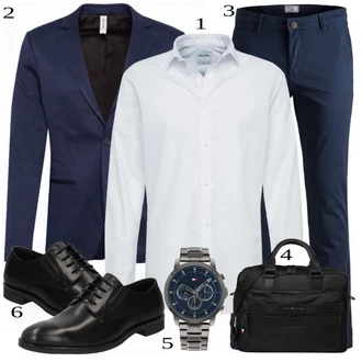 outfit mit Siva/Bela Poslovna Srajca "Priložnostna oblačila"