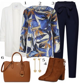 Outfit s Hnědá Kovbojská kotníková bota/Kozačka se zipem/Westernová Kotníková Bota/Plochá Kotníková Bota/Vintage Kotníková Bota/Chelsea Boty/Jezdecká Bota/Kotníková Bota s Podšívkou/Kožená kotníková bota/Ovčí Kožešinová Bota About You "Kancelářský Outfit"