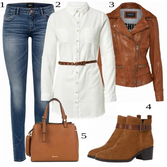 Outfit s Šedá/Béžová Halenka/Tunika/Dlouhý Svetr/Dlouhé Kardigany/Dlouhý Zimní Kabát/Dlouhá tylová sukně Hailys "Kancelářský Outfit"
