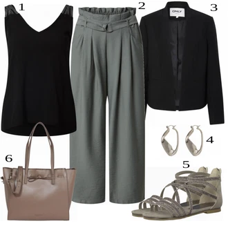 Pilates Outfit s Černá Pánské boty/Tričko & Top/Jednoduchý top/Halenka Bez Rukávů/Tričko s grafikou About You "Kancelářský Outfit"Look: Aerobní, Krasobruslení, Pilates