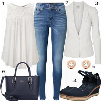 Zapínání na knoflíky Outfit s Bílá/Béžová/Khaki/Šedá/Hnědá/Krémová Tričko & Top Halenka Bez Rukávů/Pánské boty Buffalo "Oblečení do kanceláře"
