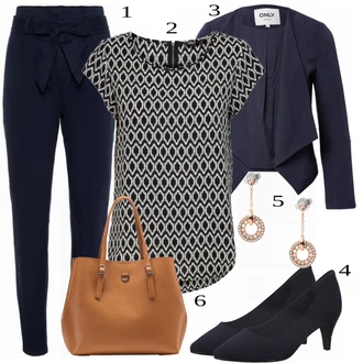 Čtvrtinový rukáv Outfit s Červená/Tmavě modrá/Černá Halenka se Stojatým Límcem/Halenka s Krátkým Rukávem/Halenka s Potiskem/Tunikové Tričko/Tunika s Krátkým Rukávem/Vzorovaná Halenka Only "Elegantní vzhled"