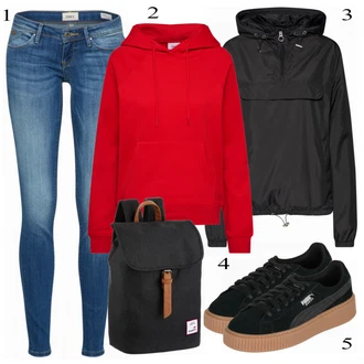Outfit s Černá/Tmavě šedá/Šedá Funkční Bunda/Větrovka/Nylonová bunda/Sbalitelné Bund/Lehké Bund/Ripstop bunda About You "Ležérní"