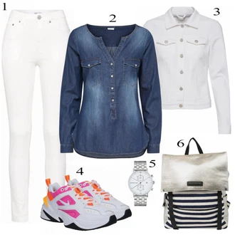 Outfit s Modrá/Tmavě Modrá/Světle Modrá Halenka Džínsová Blůza JdY "Ležérní"