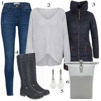 Outfit s Modrá Kozačka Rieker "Ležérní"