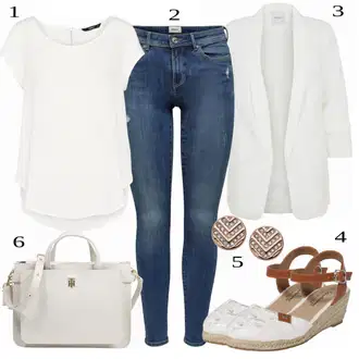 Outfity pro práci S křivkami s Bílá/Krémová/Šedá Tunika/Tričko & Top Móda Pro Plnoštíhlé/Halenka Móda Pro Plnoštíhlou Only "Business Casual"