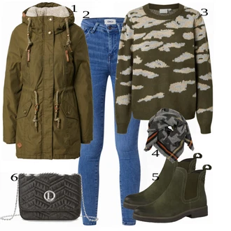 Outfit s Modrá Kozačka Tamaris "Ležérní Outfit na Podzim"