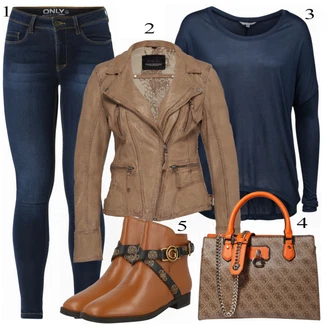Outfit sa Smeđa Obuća Čizmica Guess "Tvoj otmjeni outfit"