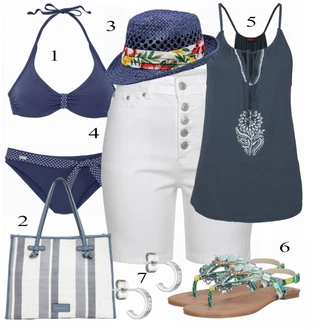 outfit mit Bela Buffalo, Siva Majica Buffalo, Modra Top Buffalo, Siva/Rjava Sandali Buffalo "Tvoj udobni outfit"