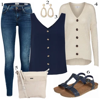 Outfit s Šedá/Béžová Pletený Oděv Kardigan Only "Cool Look"