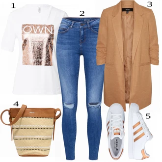 outfit mit Bela Superga Adidas Originals "Hladen videz za pomlad"