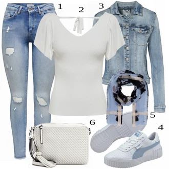 Outfit s Bílá/Krémová/Šedá/Stříbrný Svetr s holým zády/Vodopádový Svetr/Svetr bez Ramínek Only "Cool Look pro jaro"