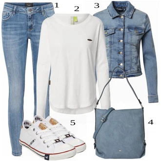 Outfit s Šedá Nízká bota na podpatku/Zimní bota/Teniska Skate Bota/Nízká Teniska/Šněrovací Bota Mustang "Lehký outfit"