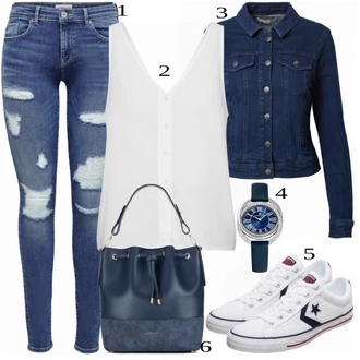Zapínání na knoflíky Outfit s Bílá/Zlatý/Béžová Tričko & Top Pánské boty/Jednoduchý top/Top Se Špagetovými Ramínky Edited "Cool vzhled na jaro"