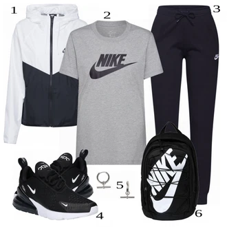 Outfit sa Crna Traper Jakna Nike Sportswear "Tvoja cool kombinacija"