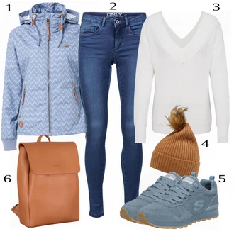 Outfit s Tyrkysový/Modrá Teniska Skechers "Cool Everyday Outfit"