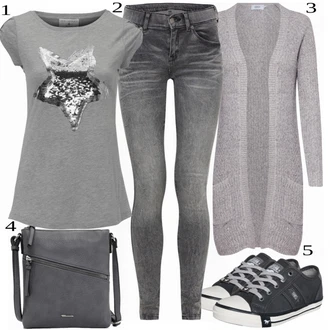 Outfit s Černá Šněrovací Bota/Nízká bota na podpatku/Teniska Skate Bota Mustang "Cool Everyday Outfit"