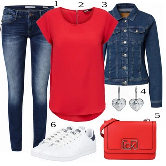 Outfit s Červená Tričko & Top Móda Pro Plnoštíhlé/Halenka Móda Pro Plnoštíhlou/Halenka a Tunika Tunika Only "Cool každodenní outfit"