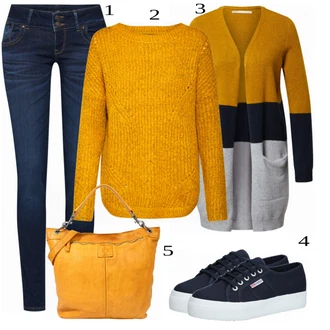 Outfit s Žlutá Pletený Oděv Only "Skvělý Podzimní Outfit"