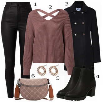 Elegantní Outfit s Černá Kotníková Bota s Podšívkou/Chelsea Boty/Kožená kotníková bota/Gumová Kotníková Bota/Kožená bunda Only "Skvělý Podzimní Outfit"Look: Elegantní, Cool, Moderní, Krásný, Premium
