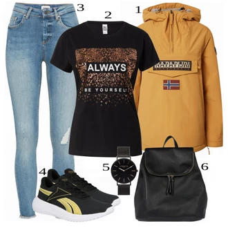 Outfit s Hnědá Sportovní Bund Napapijri "Praktický vzhled"