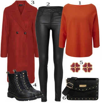 outfit mit Rdeča Plašč VERO MODA "1"