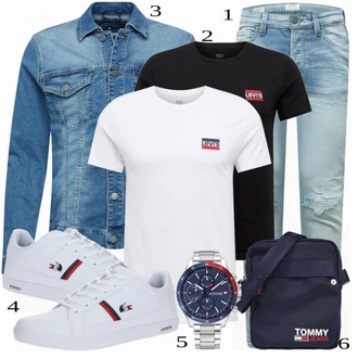 outfit mit Siva/Bela Superga Lacoste "Priložnostna oblačila"