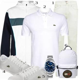 outfit mit Bela Polo majica Lacoste "Priložnostna oblačila"
