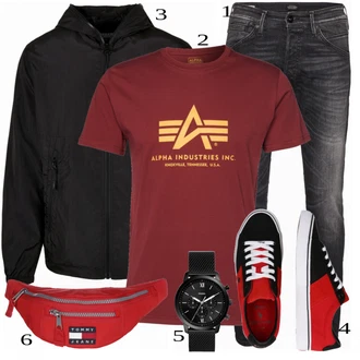outfit mit Rdeča Casual Majica Alpha Industries "Priložnostna oblačila"