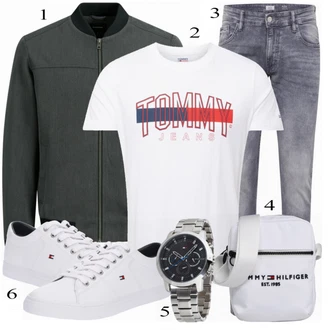 outfit mit Siva/Bela Superga Tommy Hilfiger "Priložnostna oblačila"