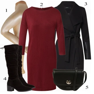 outfit mit Škrlatna/Rdeča Obleka VERO MODA "Zimska outfit"