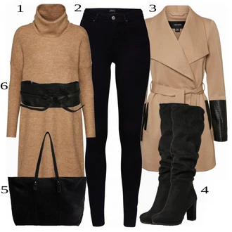 outfit mit Rjava/Bež Plašč VERO MODA "Zimska outfit"