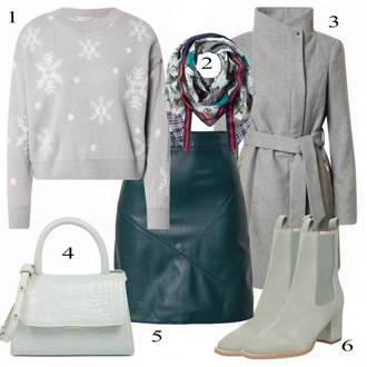 Norský vzor Outfit s Šedá/Světle šedá/Stříbrný Basic Svetr/Žakárový Svetr/Svetr Niki/Potisknout Svetr/Zimní Svetr/Jednoduchý Svetr/Svetr z Jemné Pleteniny MISS SELFRIDGE "Cool Winter Outfit"