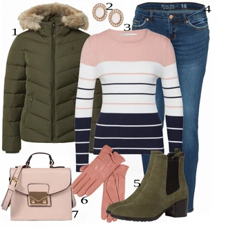 Outfit s Zlatý Pecka/Sponka do ucha Fossil "Cool Winter Outfit"
