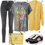 Outfity se žlutými pletenými oděvy image