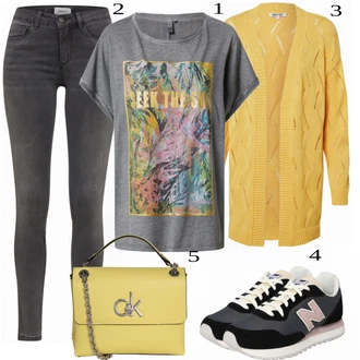 Outfit s Žlutá Pletený Oděv Kardigan About You "Cool pro volný čas"